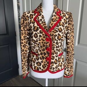 Vintage Y2K Moschino Cheap and Chic Leopard Print Blazer with Red Trim Size 6